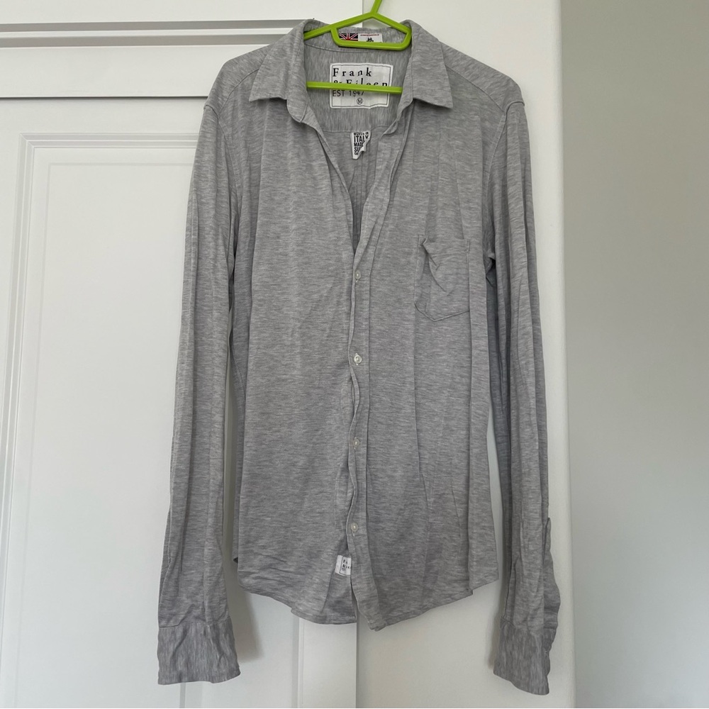 Frank & Eileen Barry Shirt Cotton Knit Flawed button down medium Thomas Mason